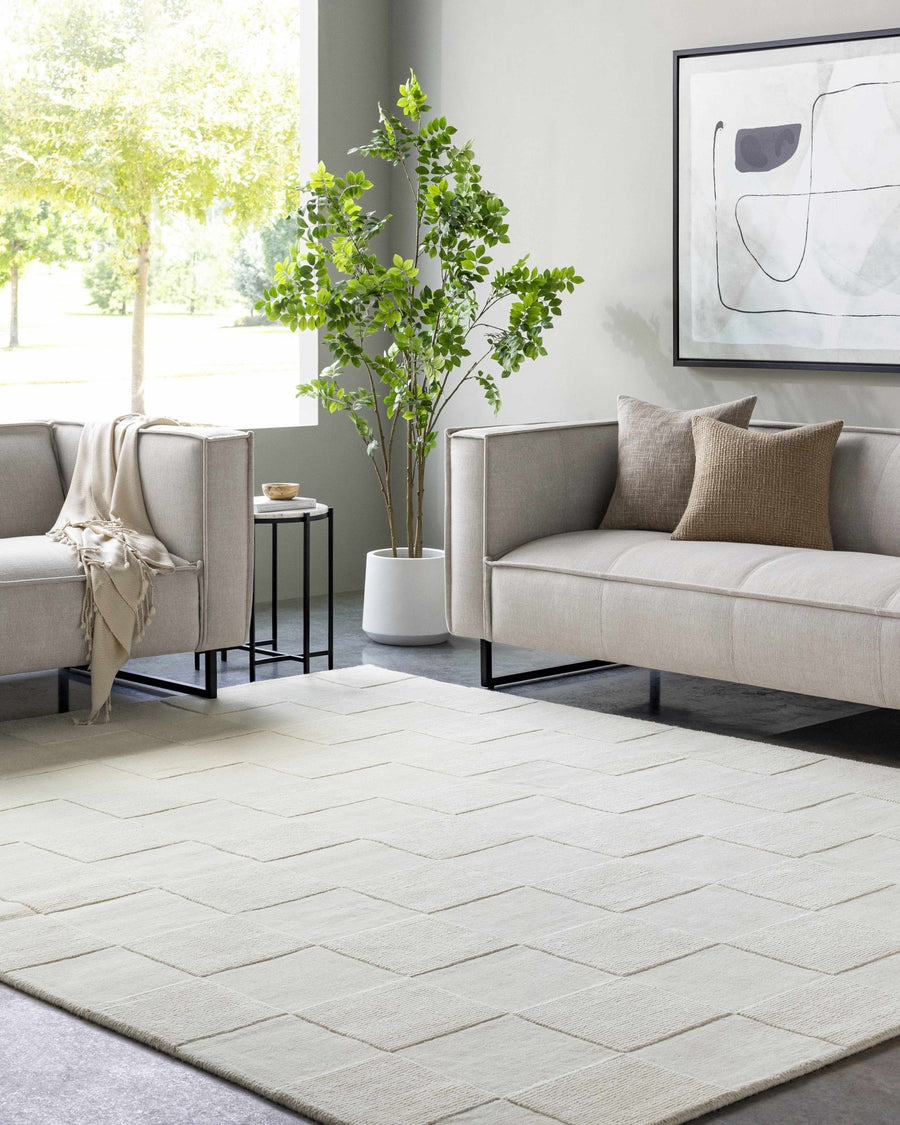 Tegan Contemporary Style Ivory Hand Loomed Wool Rug - The Rug Decor