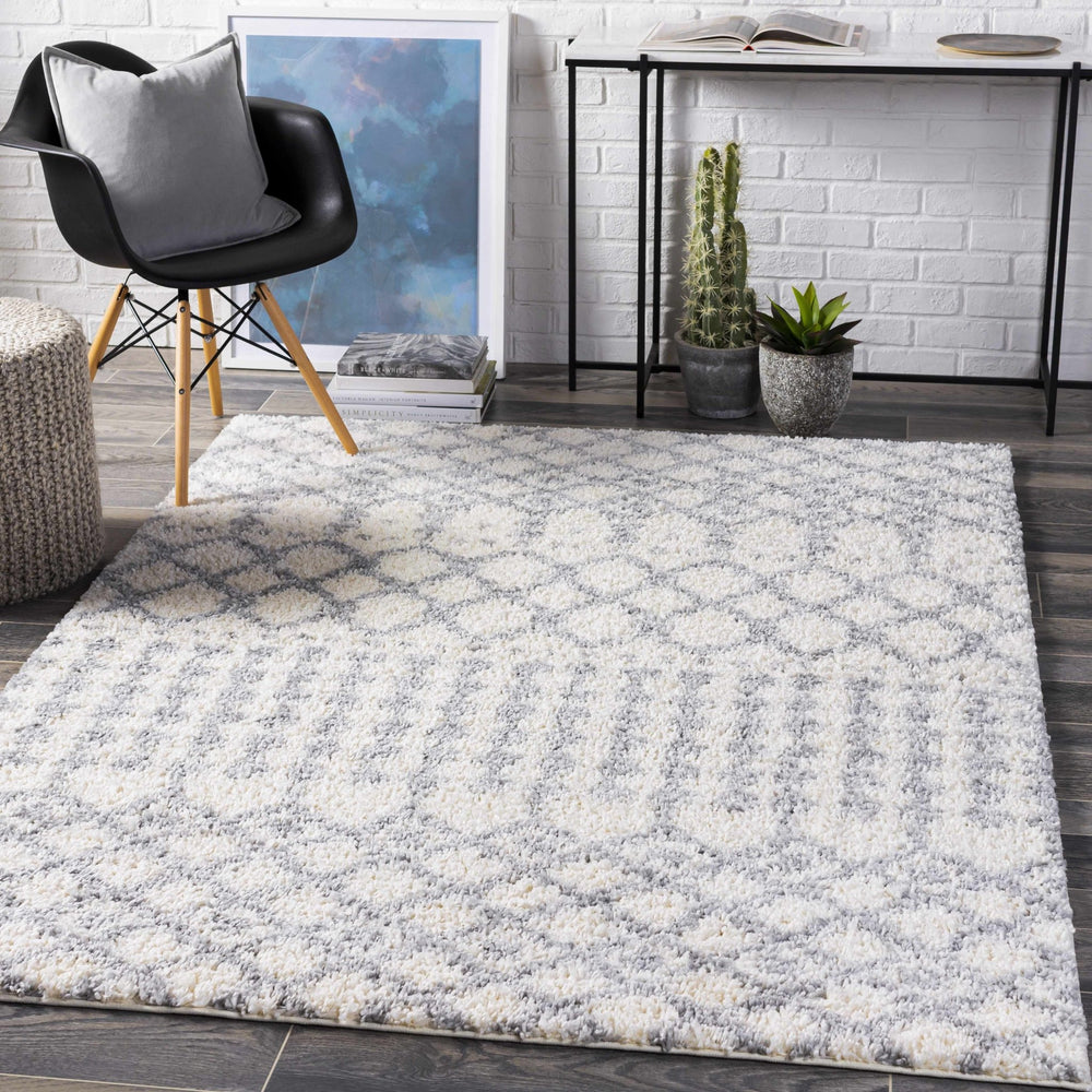 Teheran Modern Geometrical Design Gray And Ivory Area Rug - The Rug Decor