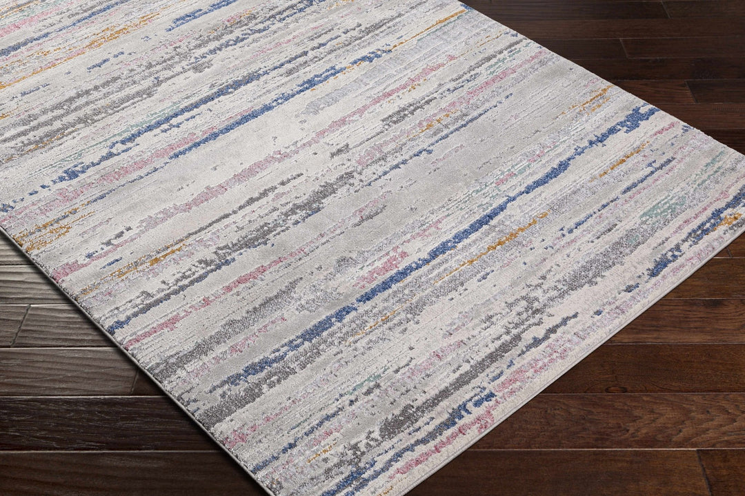 Tekirova Contemporary Abstract Gray And Blue Area Carpet - The Rug Decor