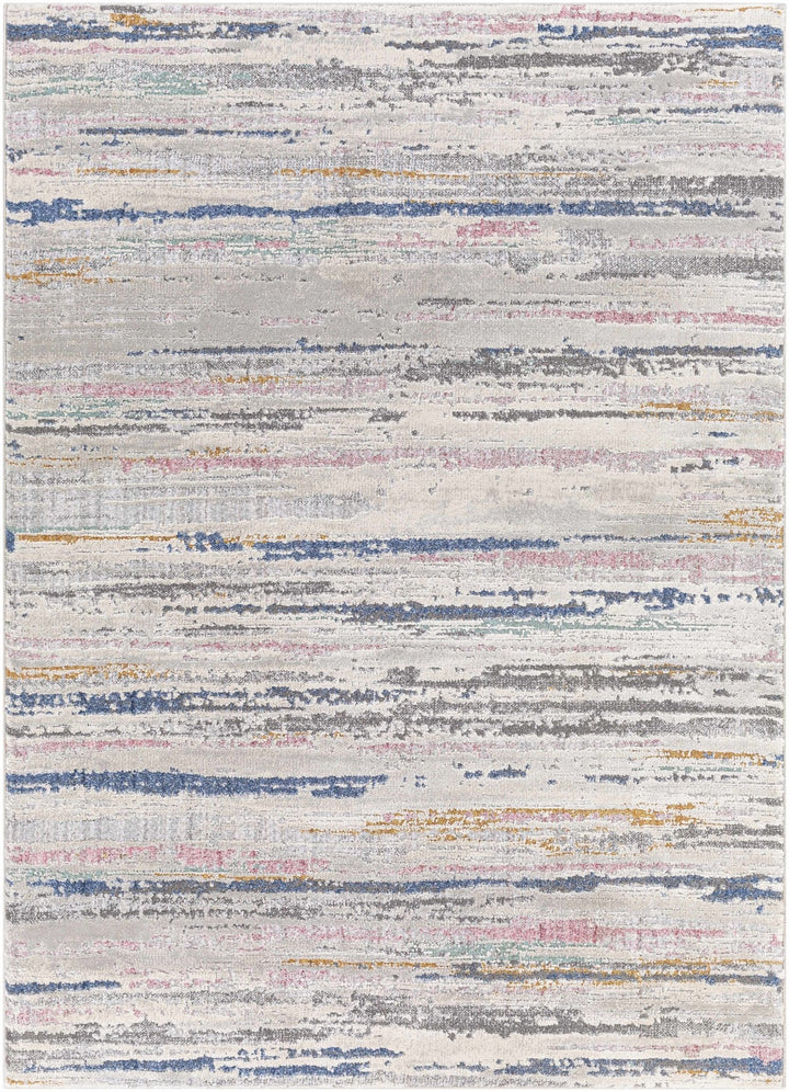 Tekirova Contemporary Abstract Gray And Blue Area Carpet - The Rug Decor