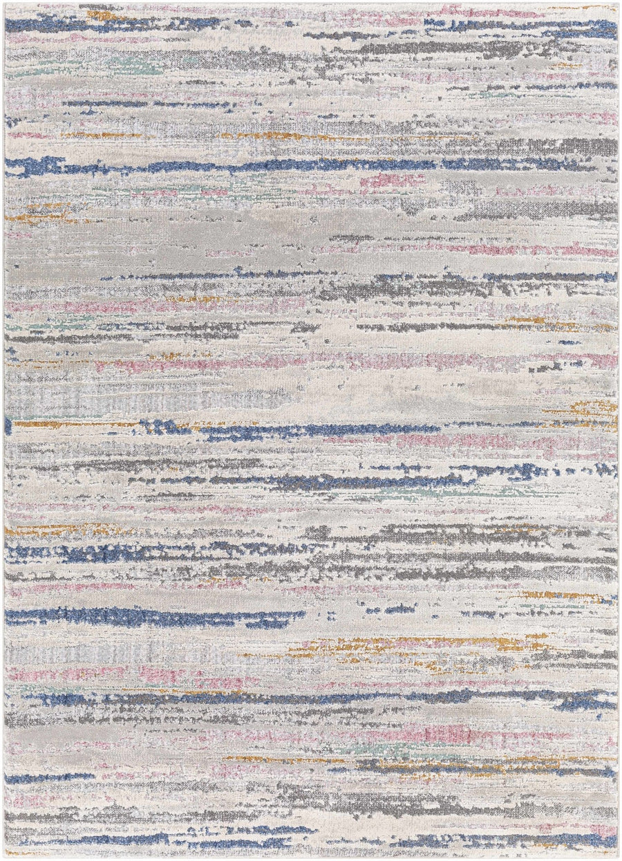 Tekirova Contemporary Abstract Gray And Blue Area Carpet - The Rug Decor