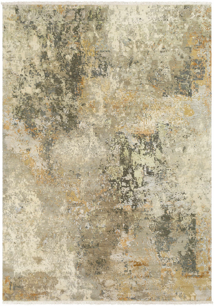 Telogia Modern Abstract Beige Hand Knotted Wool Area Rug