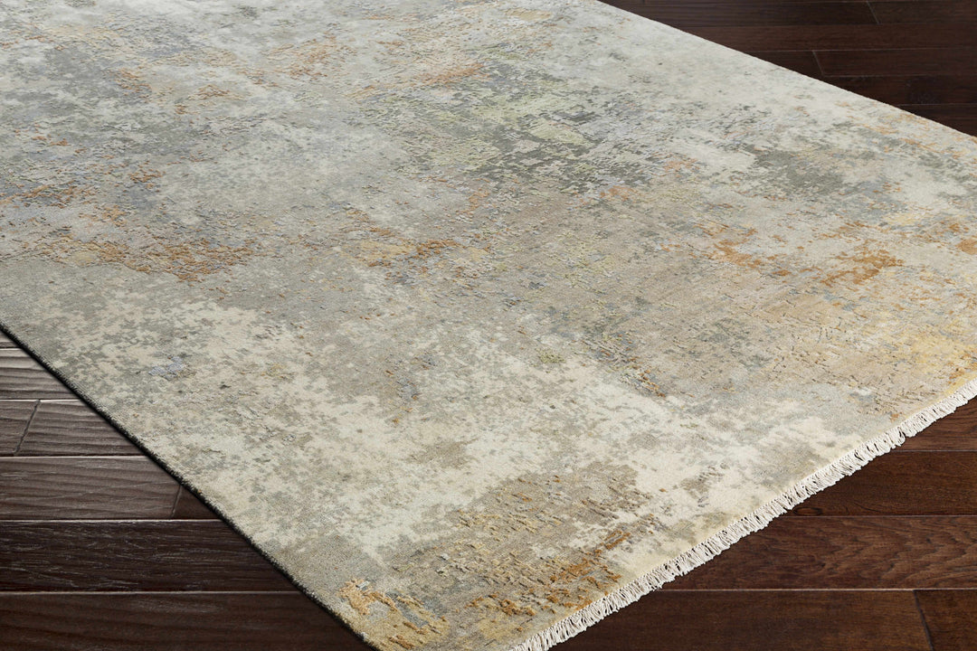 Telogia Modern Abstract Beige Hand Knotted Wool Area Rug