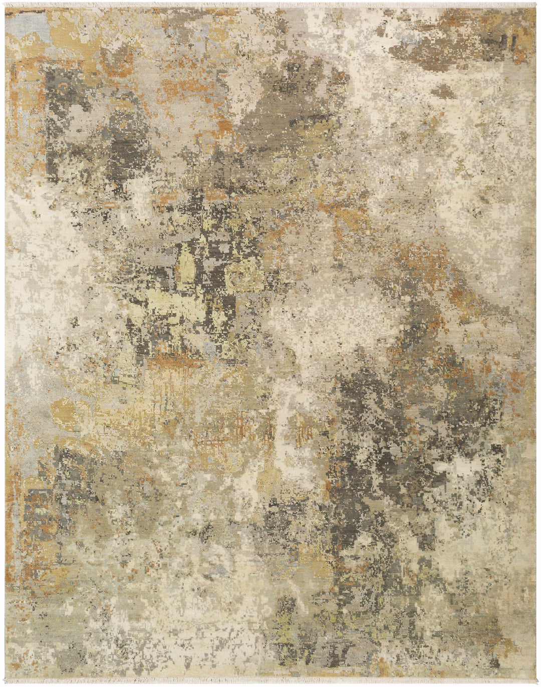 Telogia Modern Abstract Beige Hand Knotted Wool Area Rug