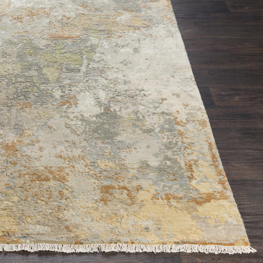 Telogia Modern Abstract Beige Hand Knotted Wool Area Rug