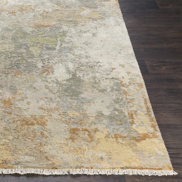 Telogia Modern Abstract Beige Hand Knotted Wool Area Rug