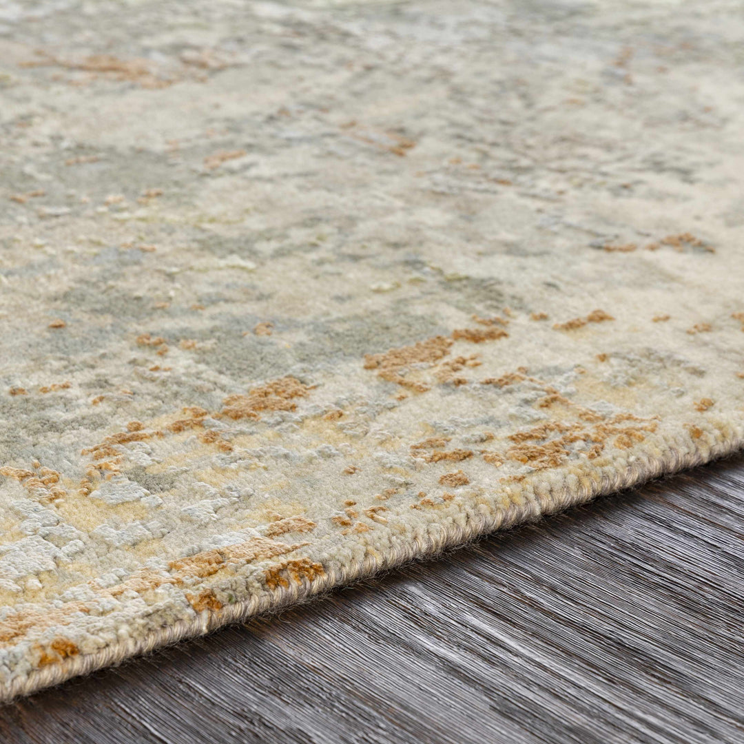 Telogia Modern Abstract Beige Hand Knotted Wool Area Rug
