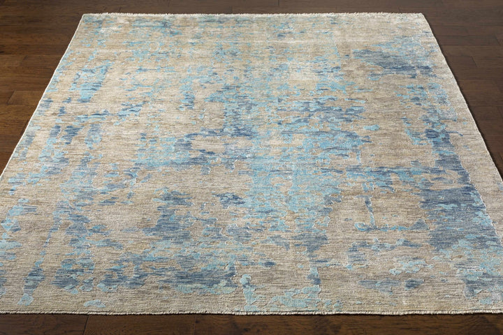 Temora Contemporary Abstract Blue And Gray Hand Knotted Area Rug - The Rug Decor
