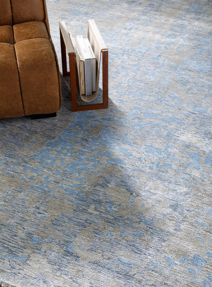 Temora Contemporary Abstract Blue And Gray Hand Knotted Area Rug - The Rug Decor