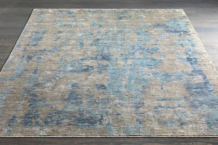 Temora Contemporary Abstract Blue And Gray Hand Knotted Area Rug - The Rug Decor