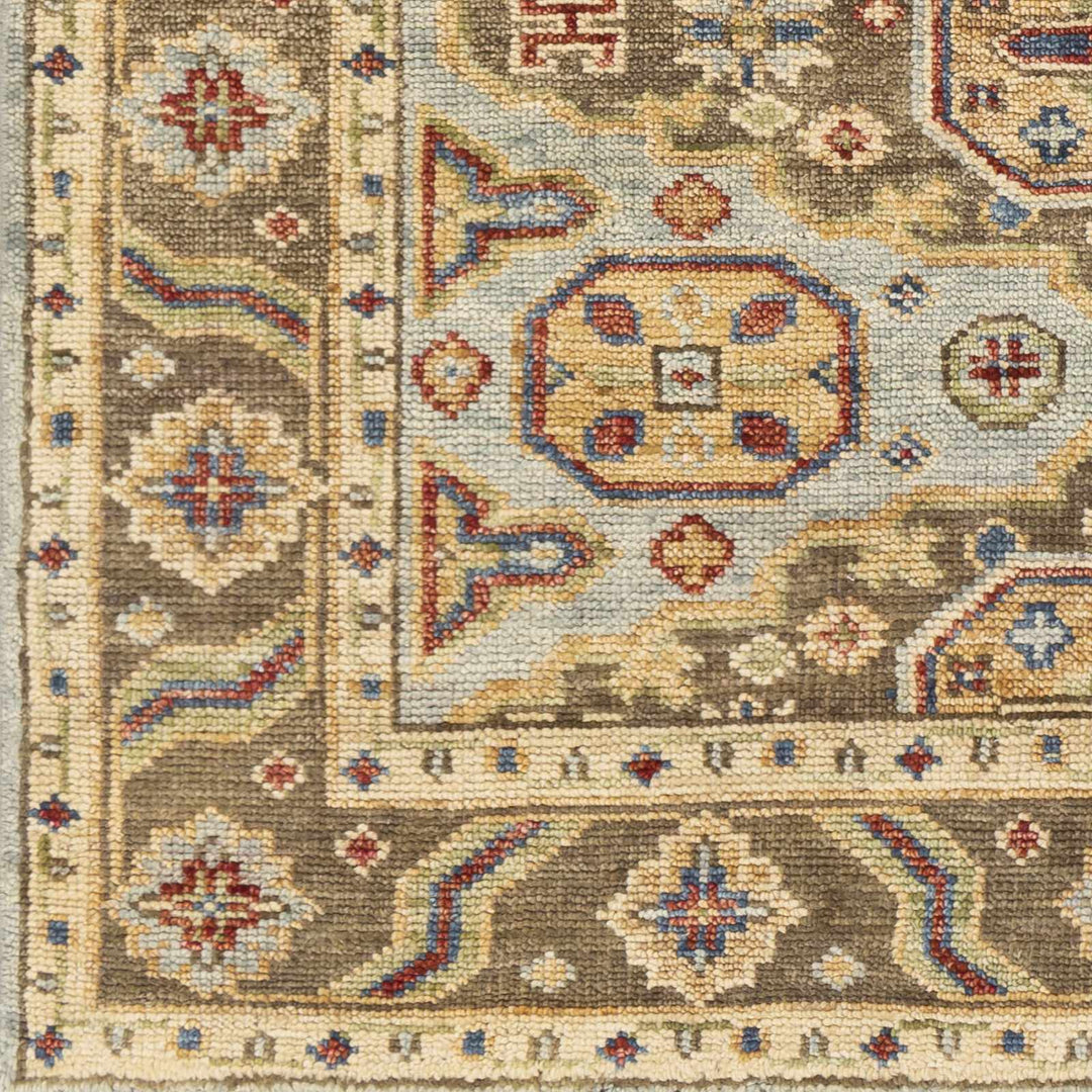 Temvik Brown And Blue Traditional Tribal Design Hand Knotted Area Rug