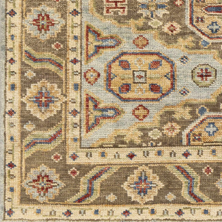 Temvik Brown And Blue Traditional Tribal Design Hand Knotted Area Rug