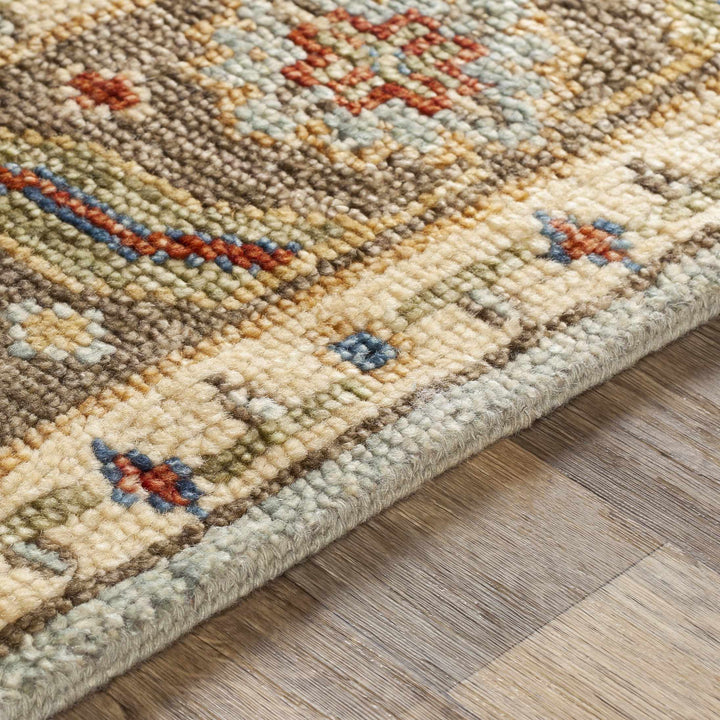 Temvik Brown And Blue Traditional Tribal Design Hand Knotted Area Rug