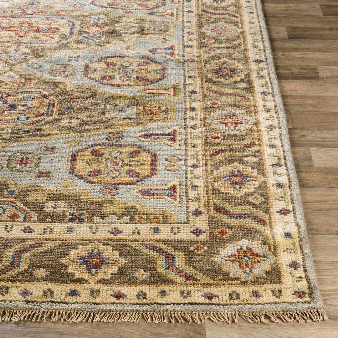 Temvik Brown And Blue Traditional Tribal Design Hand Knotted Area Rug - The Rug Decor