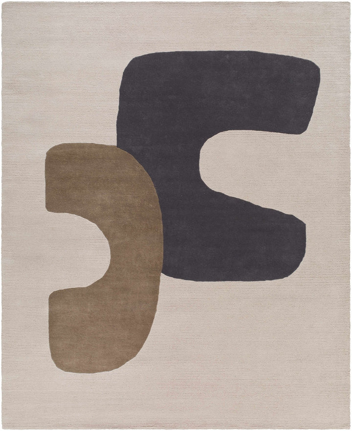 Terah Contemporary Abstract Beige And Charcoal Area Rug - The Rug Decor