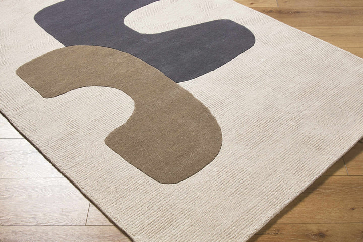 Terah Contemporary Abstract Beige And Charcoal Area Rug - The Rug Decor
