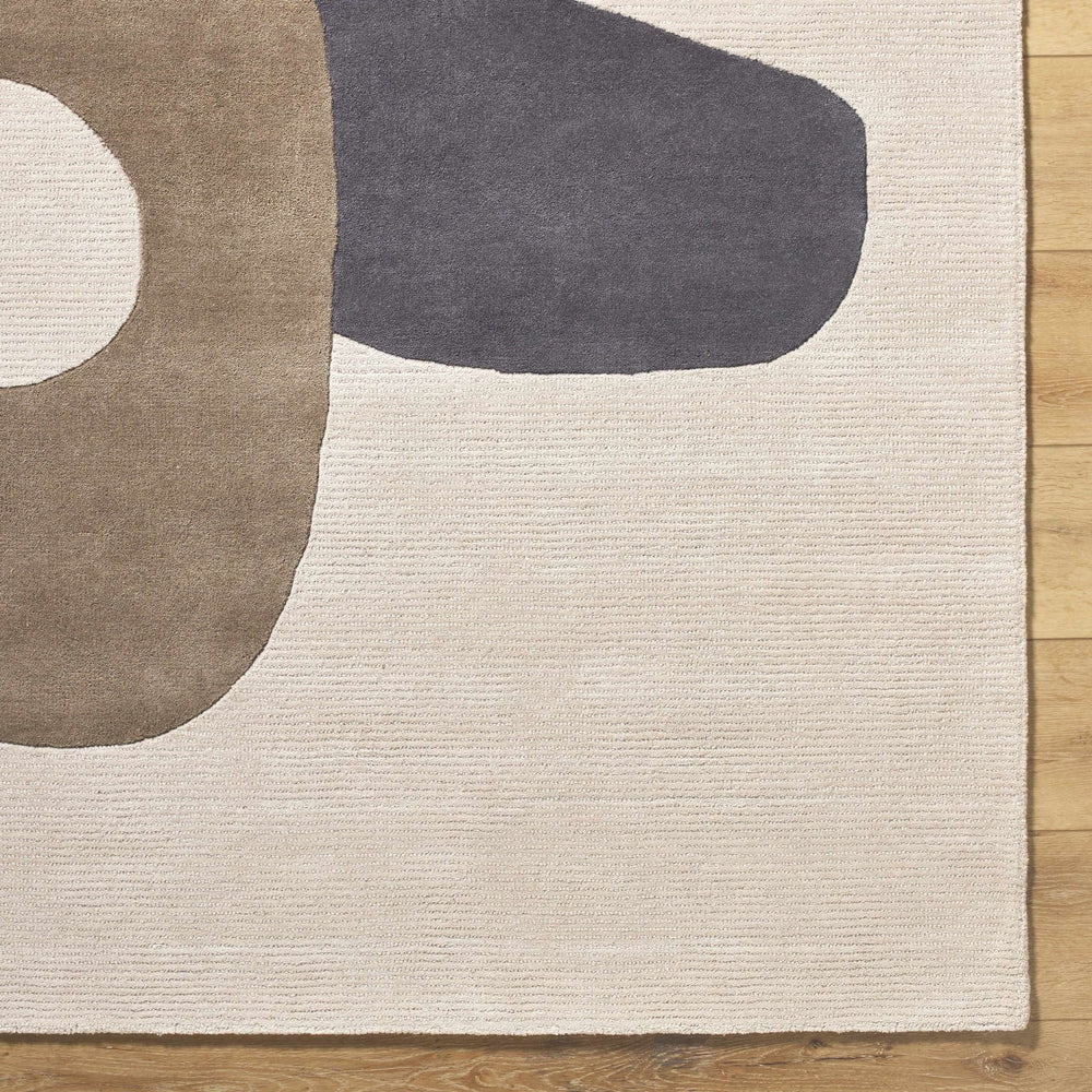 Terah Contemporary Abstract Beige And Charcoal Area Rug - The Rug Decor