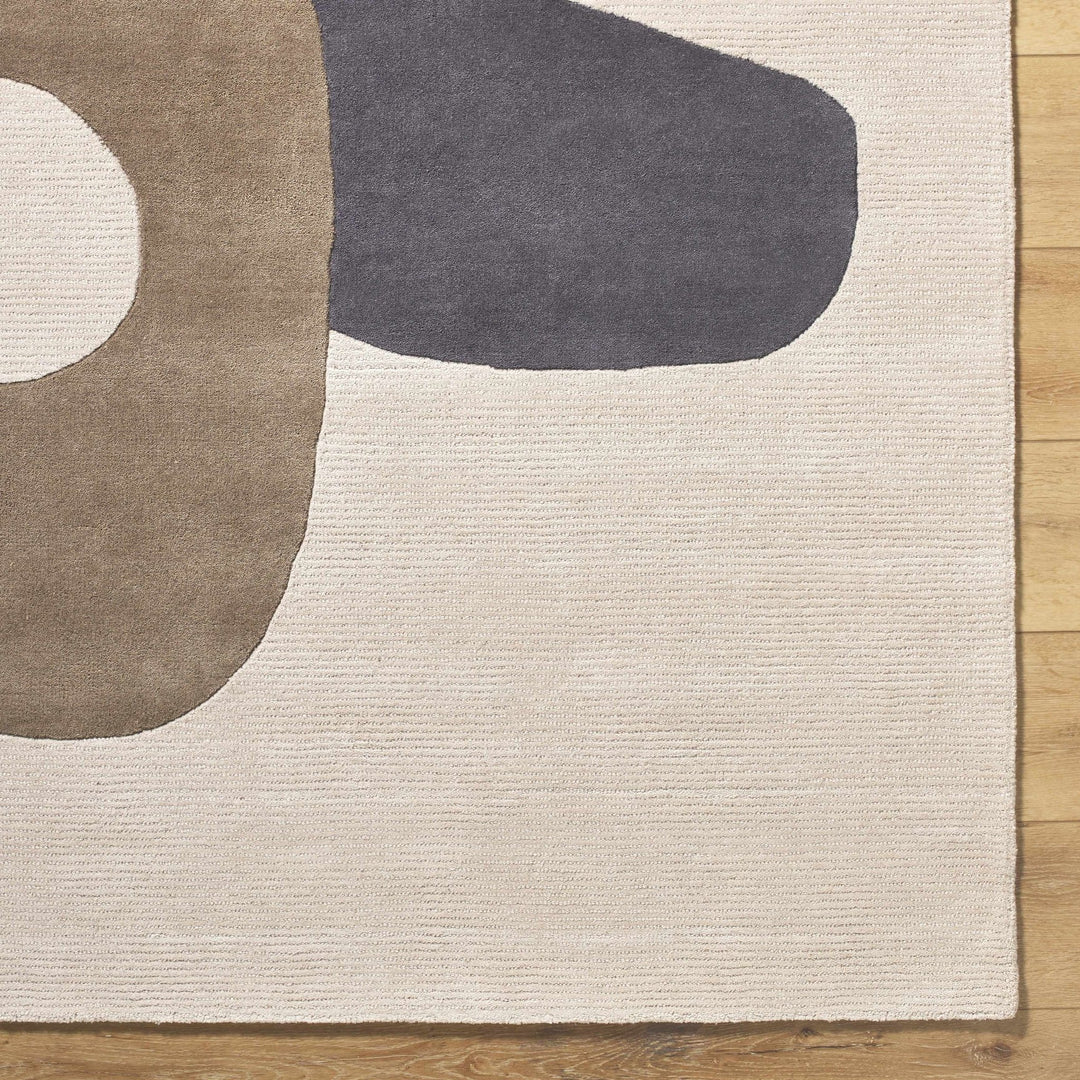 Terah Contemporary Abstract Beige And Charcoal Area Rug - The Rug Decor