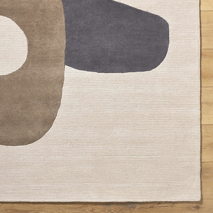 Terah Contemporary Abstract Beige And Charcoal Area Rug - The Rug Decor