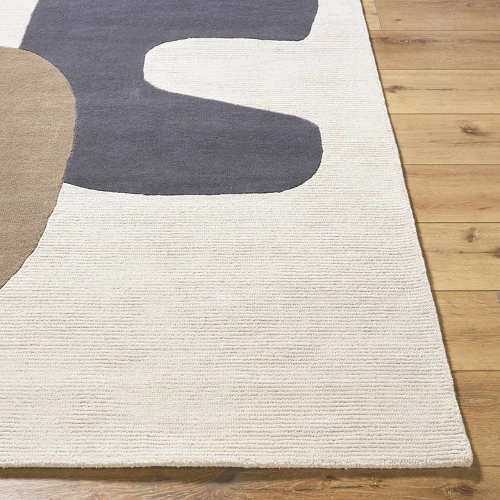 Terah Contemporary Abstract Beige And Charcoal Area Rug - The Rug Decor