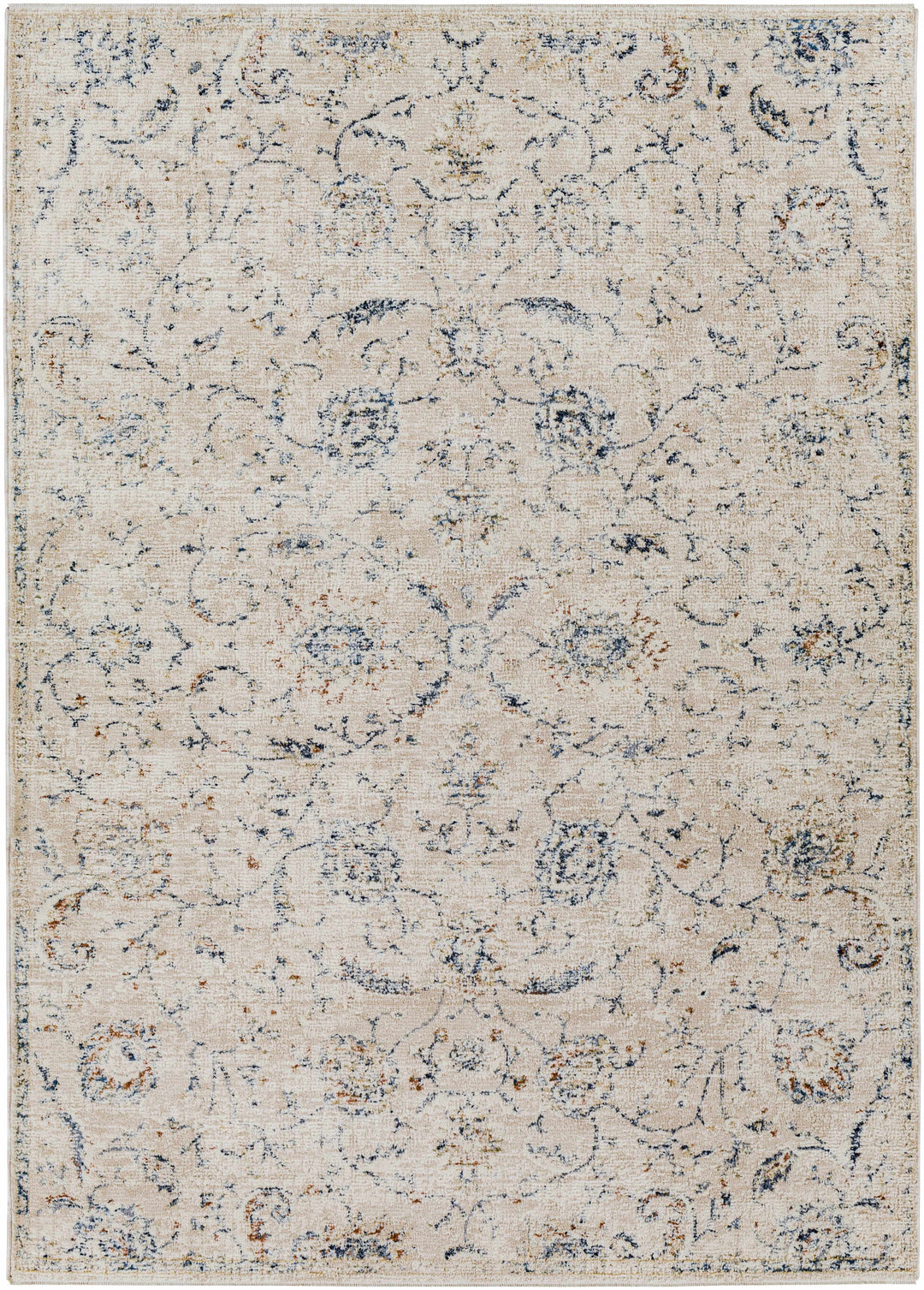 Ternate Beige And Blue Traditional Floral Design Area Rug