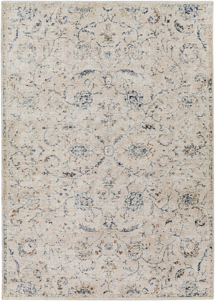 Ternate Beige And Blue Traditional Floral Design Area Rug