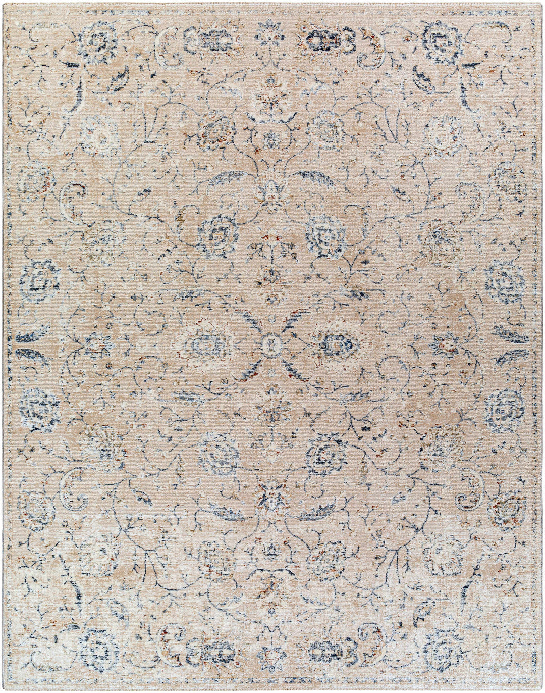 Ternate Beige And Blue Traditional Floral Design Area Rug