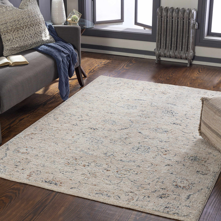 Ternate Beige And Blue Traditional Floral Design Area Rug
