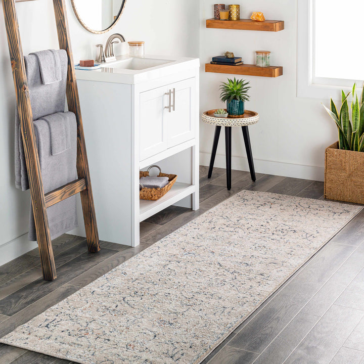 Ternate Beige And Blue Traditional Floral Design Area Rug