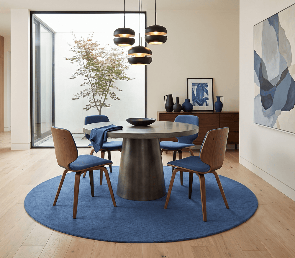 Terra Custom Made Blue Modern Solid Design Hand Tufted Wool Rug - The Rug Decor