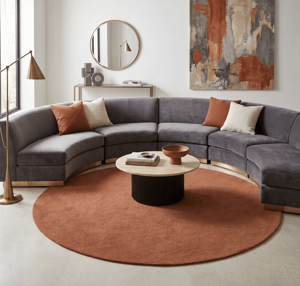 Terra Custom Made Hand Tufted Rust Modern Solid Design Wool Rug - The Rug Decor