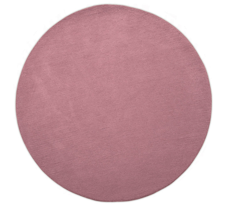 Custom Made Round Pink Modern Solid Design Hand Tufted Wool Rug