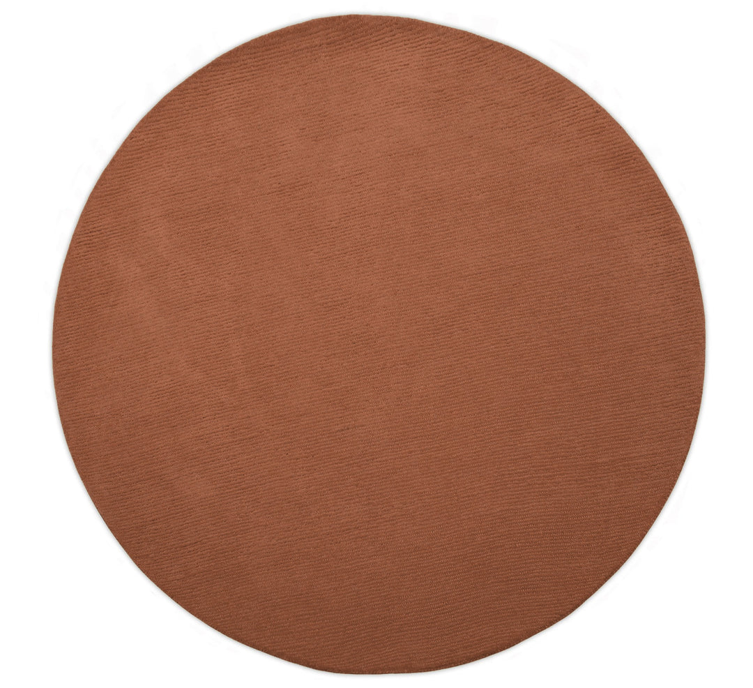 Custom Made Hand Tufted Rust Modern Solid Design Round Wool Rug