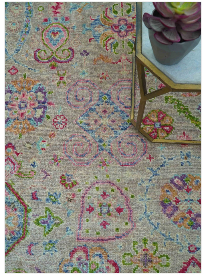 Terra Custom Made Traditional Tribal Design Beige And Pink Hand Knotted Wool Rug - The Rug Decor