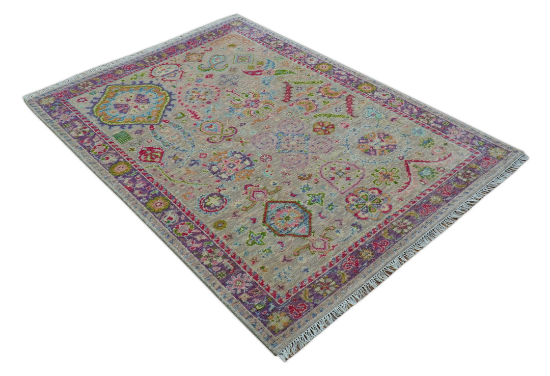 Terra Custom Made Traditional Tribal Design Beige And Pink Hand Knotted Wool Rug - The Rug Decor