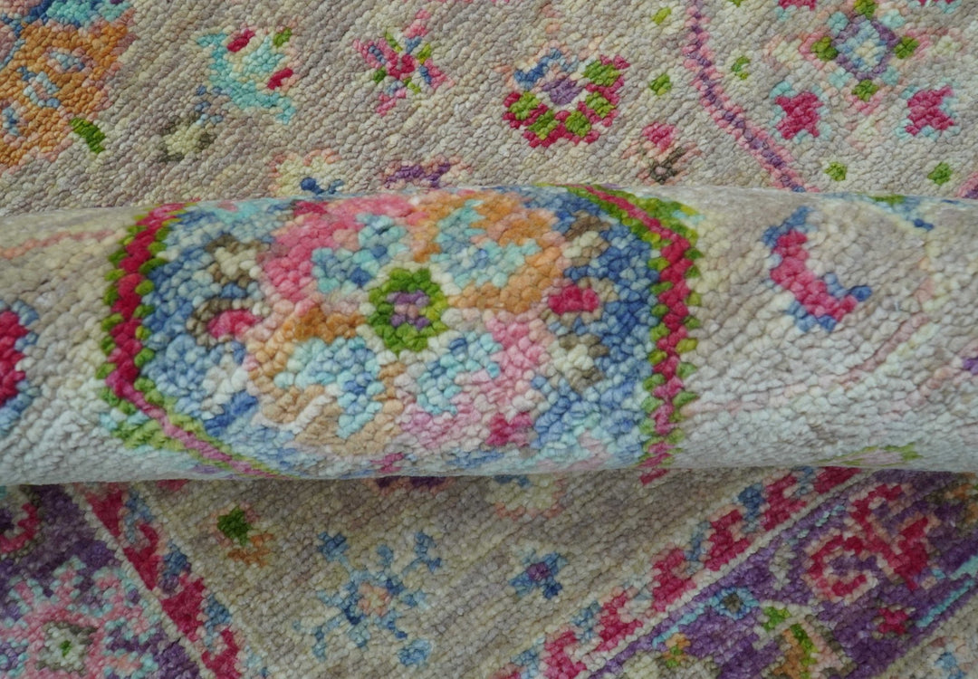 Terra Custom Made Traditional Tribal Design Beige And Pink Hand Knotted Wool Rug - The Rug Decor