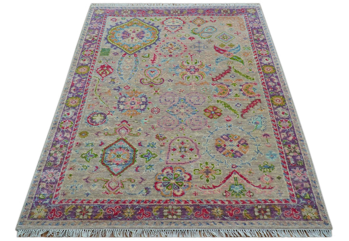 Terra Custom Made Traditional Tribal Design Beige And Pink Hand Knotted Wool Rug - The Rug Decor