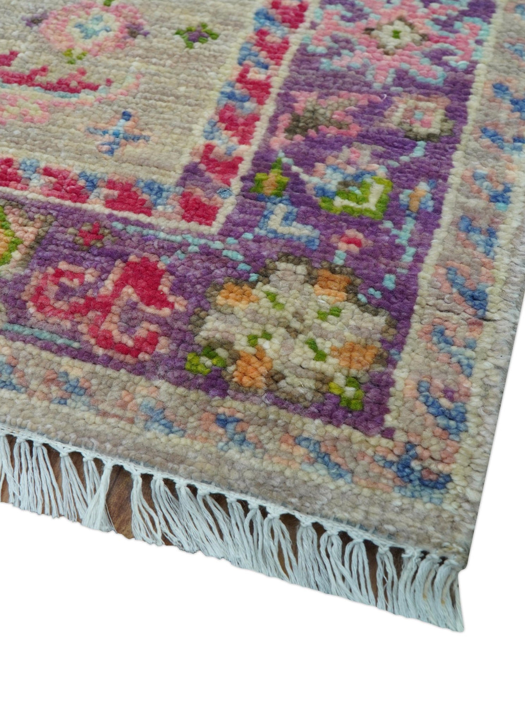 Terra Custom Made Traditional Tribal Design Beige And Pink Hand Knotted Wool Rug - The Rug Decor