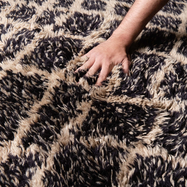 Terrain Black And Beige Moroccan Hand Knotted Wool 8x10 Rug - The Rug Decor