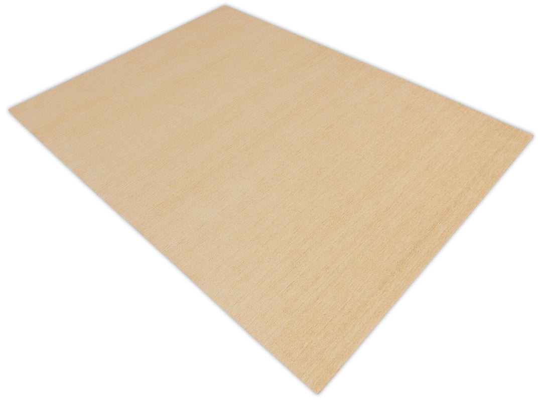 Terrain Hand Loomed Modern Beige Solid Design Wool Area Rug - The Rug Decor