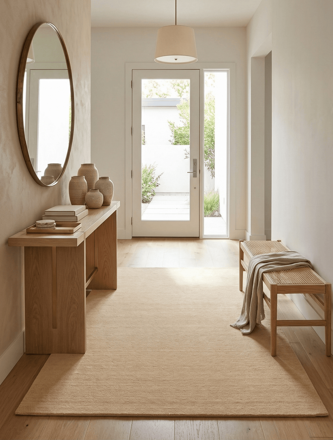 Terrain Hand Loomed Modern Beige Solid Design Wool Area Rug - The Rug Decor