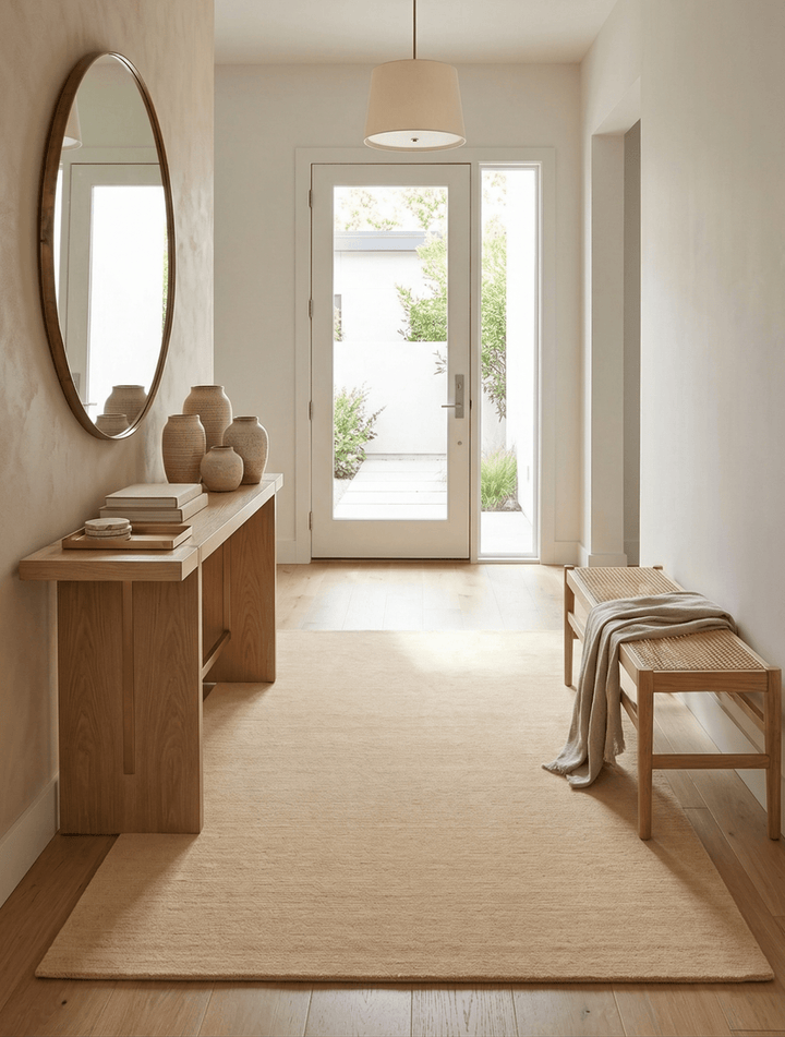 Terrain Hand Loomed Modern Beige Solid Design Wool Area Rug - The Rug Decor