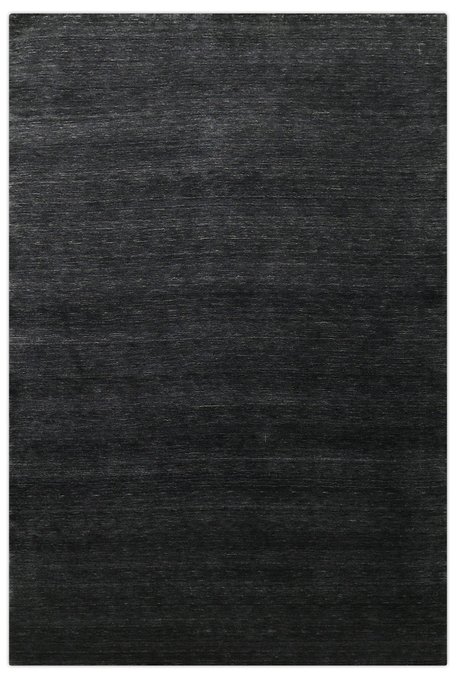 Terrain Hand Loomed Modern Charcoal Solid Design Wool Area Rug - The Rug Decor