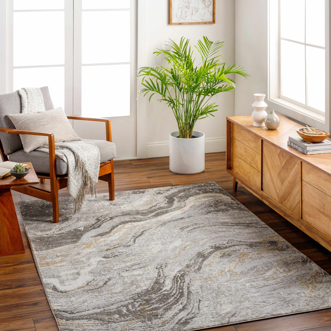 Tess Contemporary Abstract Gray And Ivory Rug - The Rug Decor