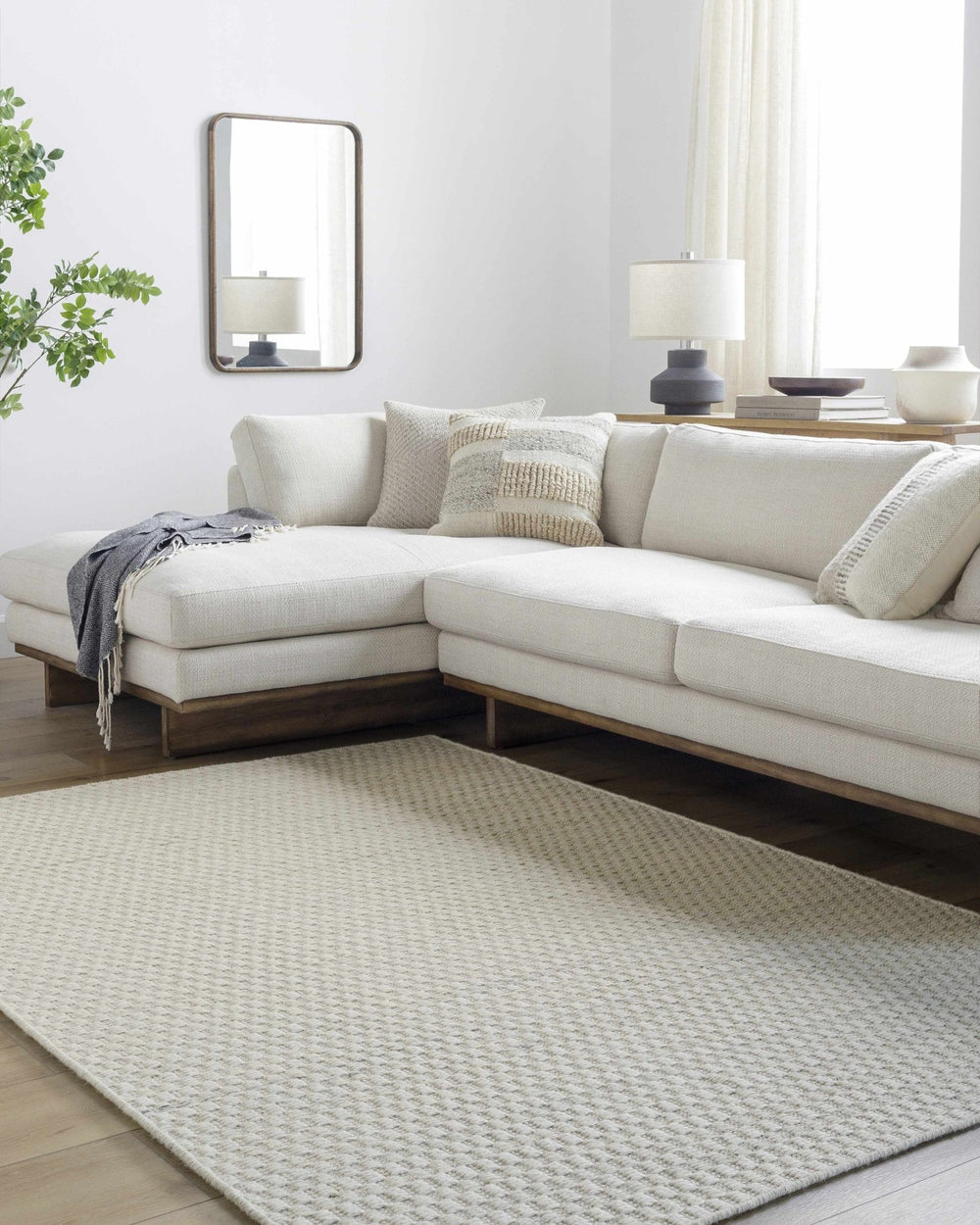 Tevah Contemporary Style Ivory Wool Rug - The Rug Decor