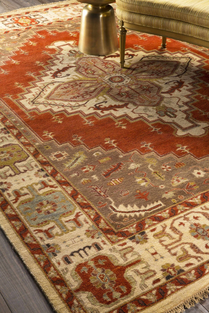 Texico Traditional Style Brown And Rust Hand Knotted Area Rug - The Rug Decor