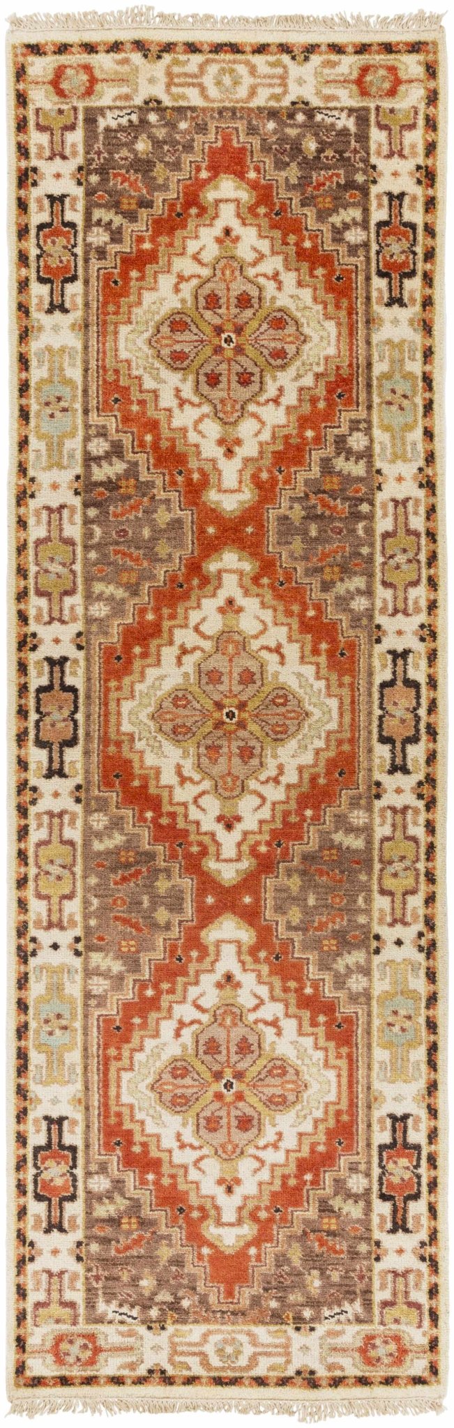 Texico Traditional Style Brown And Rust Hand Knotted Area Rug - The Rug Decor