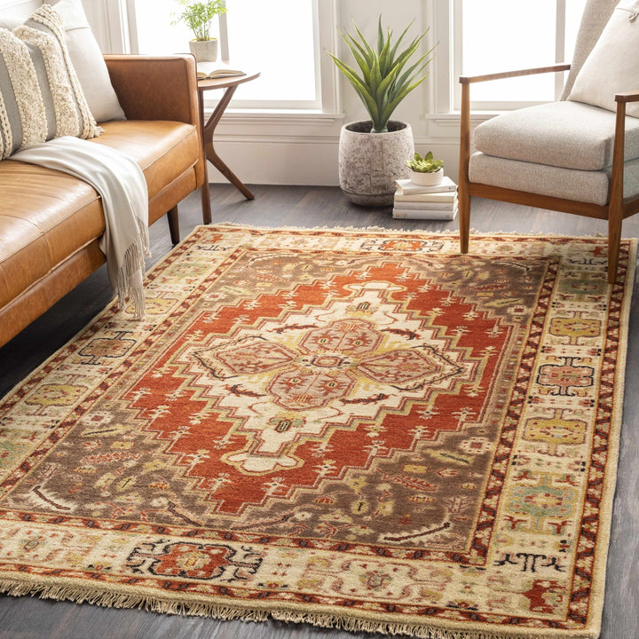 Texico Traditional Style Brown And Rust Hand Knotted Area Rug - The Rug Decor