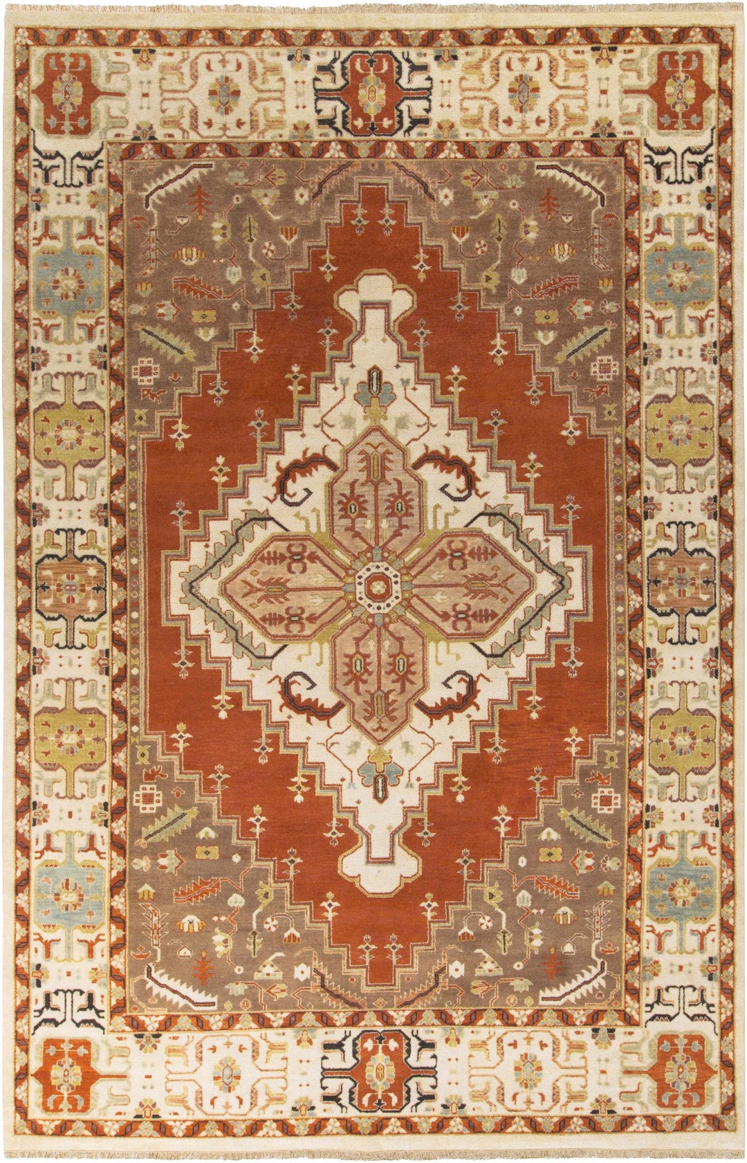 Texico Traditional Style Brown And Rust Hand Knotted Area Rug - The Rug Decor