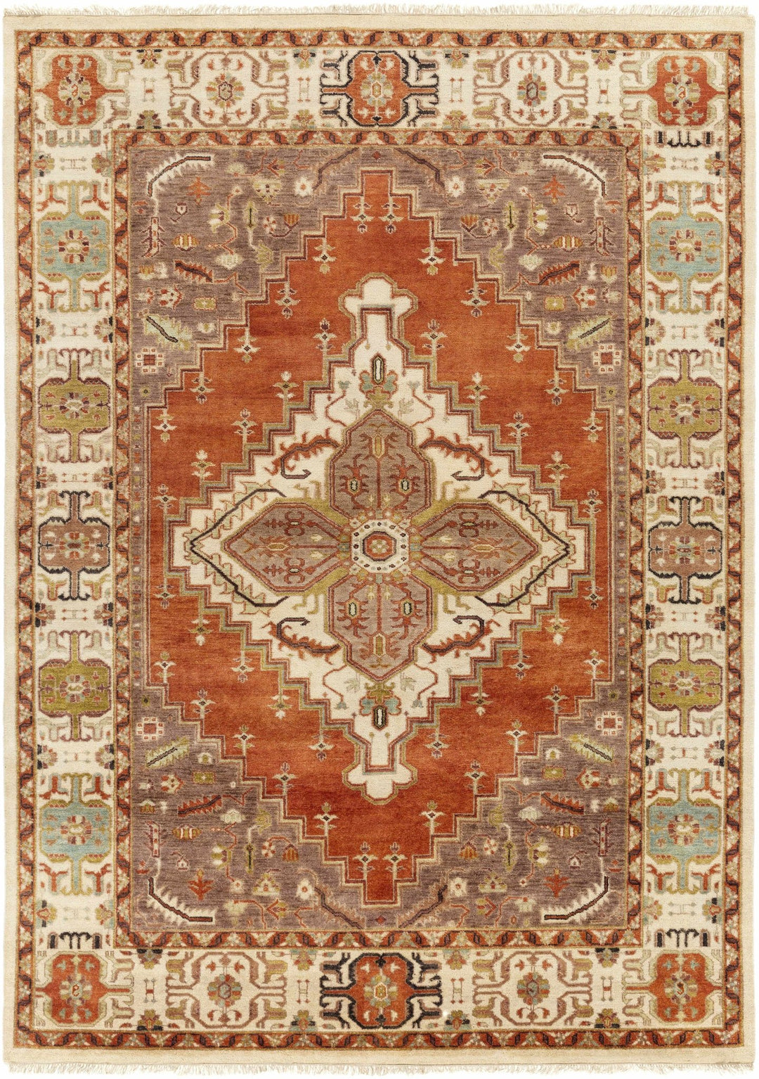 Texico Traditional Style Brown And Rust Hand Knotted Area Rug - The Rug Decor